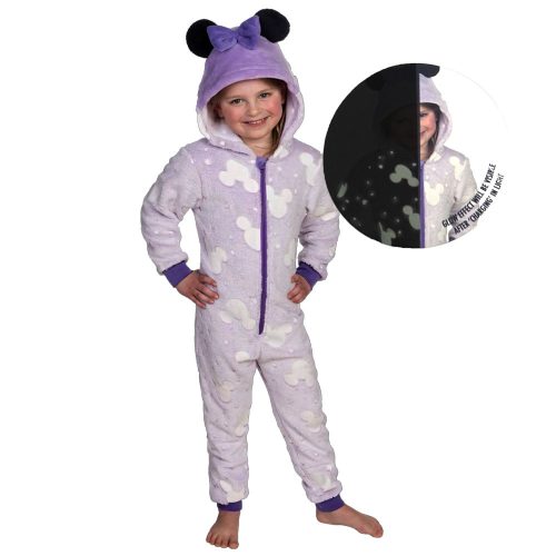Disney Minnie sötétben világító gyerek hosszú pizsama, overál 98/104 cm