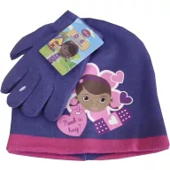   Disney Dr Plüssi Hug Purple gyerek sapka + kesztyű szett 54 cm