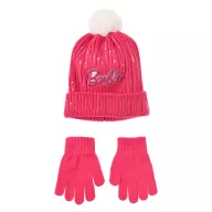 Barbie Pink flitteres gyerek sapka + kesztyű szett 52 cm