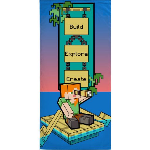 Minecraft Build fürdőlepedő, strand törölköző 70x140cm