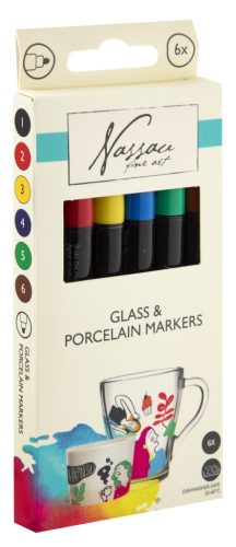 Színes Nassau üveg és porcelánfestő filctoll 6 db-os