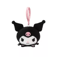   Hello Kitty Kuromi Head 3D plüss figura akasztóval, táskadísz 11 cm