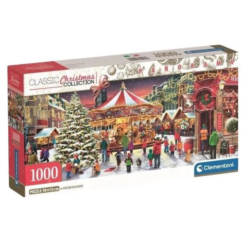 Karácsonyi falu Village 1000 db-os panorama puzzle Clementoni