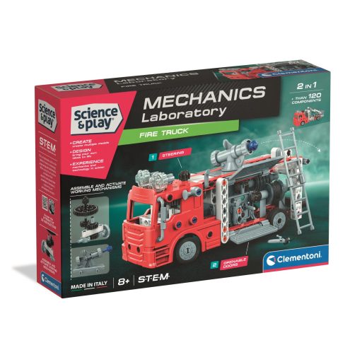 Tűzoltóautó Mechanics 2 az 1-ben építőjáték Clementoni