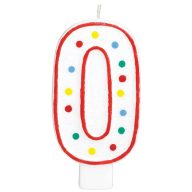 Pöttyös Spot tortagyertya, számgyertya 0-ás