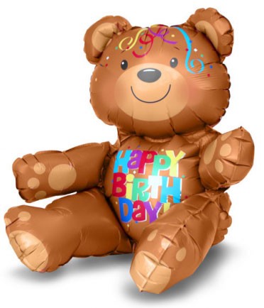 Happy Birthday Medve ülő fólia lufi 38 cm