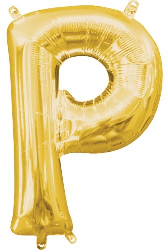 Gold, Arany mini P betű fólia lufi 33 cm