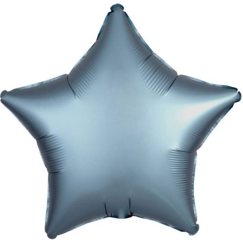 Szatén Steel Blue csillag fólia lufi 43 cm