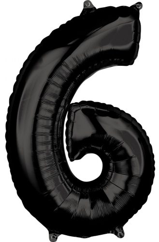 Szám Fólia lufi 6-os, Black 66*43 cm