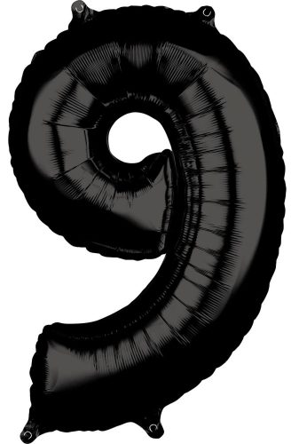 Szám Fólia lufi 9-es, Black 66*43 cm