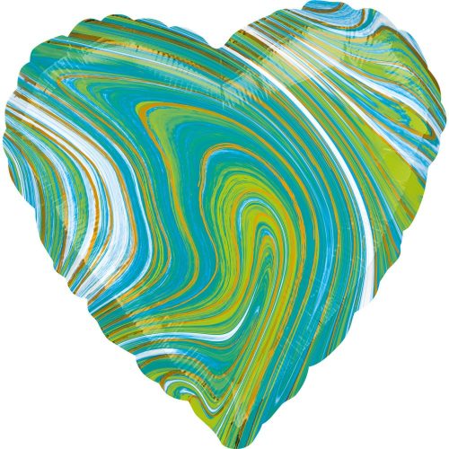 Blue Green Heart, Kék Zöld Szív Fólia lufi 43 cm