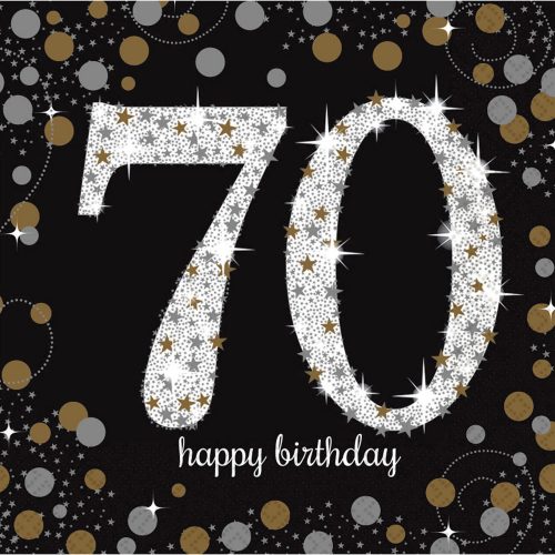 Happy Birthday 70 Gold szalvéta 16 db-os 33x33 cm