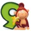 Szafari Monkey tortagyertya, számgyertya 9-es