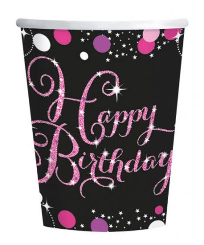 Happy Birthday Pink papír pohár 8 db-os 250 ml