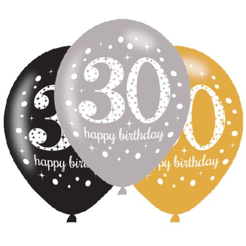 Happy Birthday 30 léggömb, lufi 6 db-os