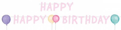 Happy Birthday Pastel felirat 150 cm