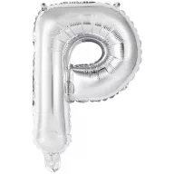 Ezüst Silver P betű fólia lufi 45 cm