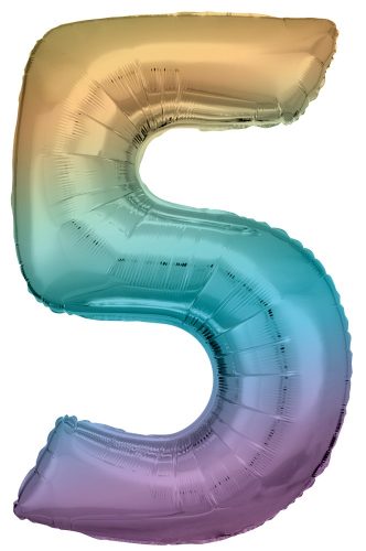 Pastel Rainbow óriás szám fólia lufi 5-ös, 83 cm