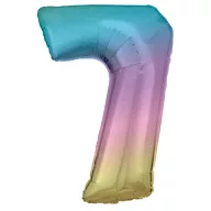Színes Pastel Rainbow óriás szám fólia lufi 7-es, 83 cm