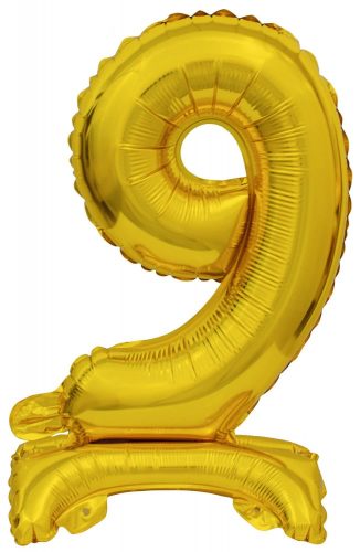Gold, Arany mini 9-es szám fólia lufi talppal 38 cm