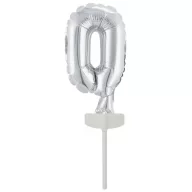 Ezüst Silver 0-ás szám fólia lufi tortára 13 cm