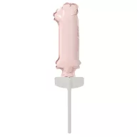Rózsaszín Pastel 1-es szám fólia lufi tortára 13 cm