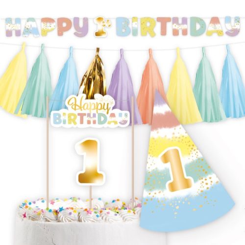 Első születésnap Rainbow dekoráció szett 4 részes