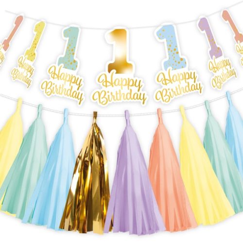 Első születésnap Rainbow dekoráció szett 2 részes