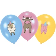 Farm Party léggömb, lufi 6 db-os 11 inch (27,5 cm)