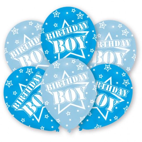 Happy Birthday Boy léggömb, lufi 6 db-os
