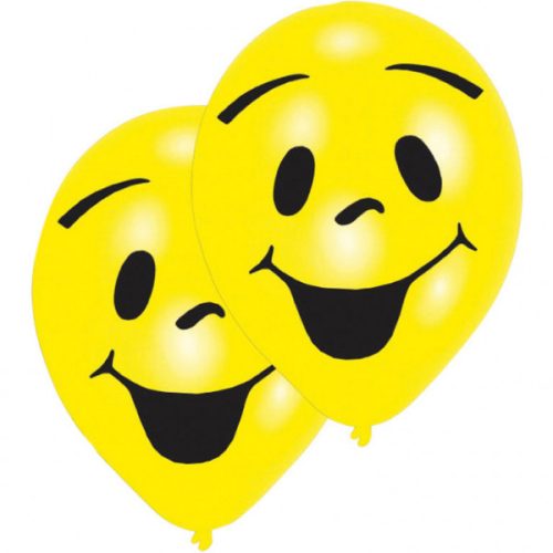 Emoji Smile léggömb, lufi 8 db-os 10 inch (25,4cm)