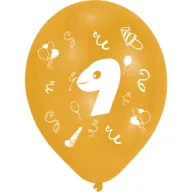   Happy Birthday 9 Ribbon léggömb, lufi 8 db-os 10 inch (25,4cm)