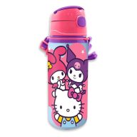   Hello Kitty Friends alumínium szívószálas kulacs akasztóval 600 ml
