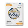 Happy Birthday Glitter Marble Blue fólia lufi 46 cm