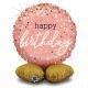 Happy Birthday Rose Gold fólia lufi talppal 41 cm