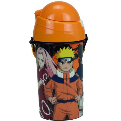 Naruto Fire műanyag szívószálas kulacs akasztóval 500 ml