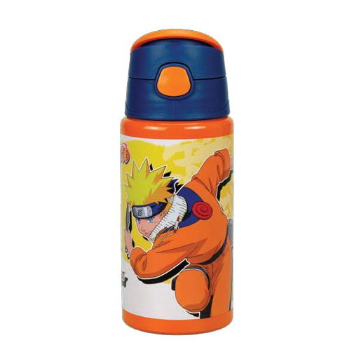 Naruto Fire Orange alumínium szívószálas kulacs akasztóval 500 ml