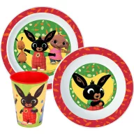  Bing Happy Bunny étkészlet, micro műanyag szett, pohárral 260 ml 