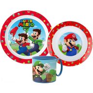   Super Mario Mushroom Kingdom étkészlet, micro műanyag szett bögrével 265 ml