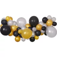   Színes Silver-Gold-Black léggömb, lufi girland szett 65 db-os