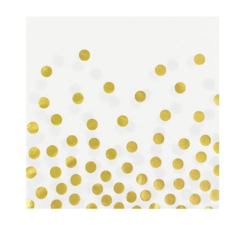Gold Dots White, Pöttyös szalvéta 12 db-os 33x33 cm