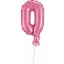 Rózsaszín 0-ás Pink szám fólia lufi tortára 13 cm