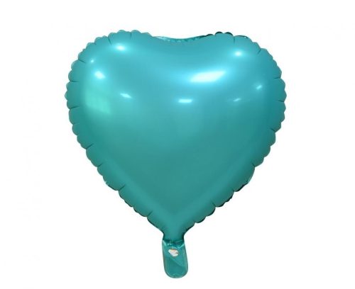 Matt Turquoise Heart, Türkiz szív fólia lufi 37 cm