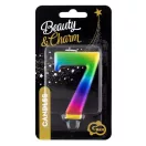 Színes 7-es Galaxy számgyertya, tortagyertya