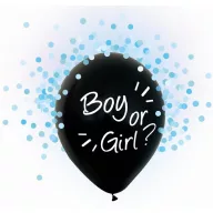  Boy or Girl, Kék konfettivel töltött léggömb, lufi 4 db-os 12 inch (30 cm)