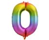 Szivárvány Rainbow 0-ás szám fólia lufi 85 cm