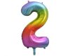 Szivárvány Rainbow 2-es szám fólia lufi 85 cm