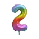 Szivárvány Rainbow 2-es szám fólia lufi 85 cm