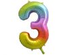 Szivárvány Rainbow 3-as szám fólia lufi 85 cm