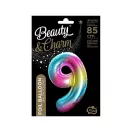 Szivárvány Rainbow 9-es szám fólia lufi 85 cm
